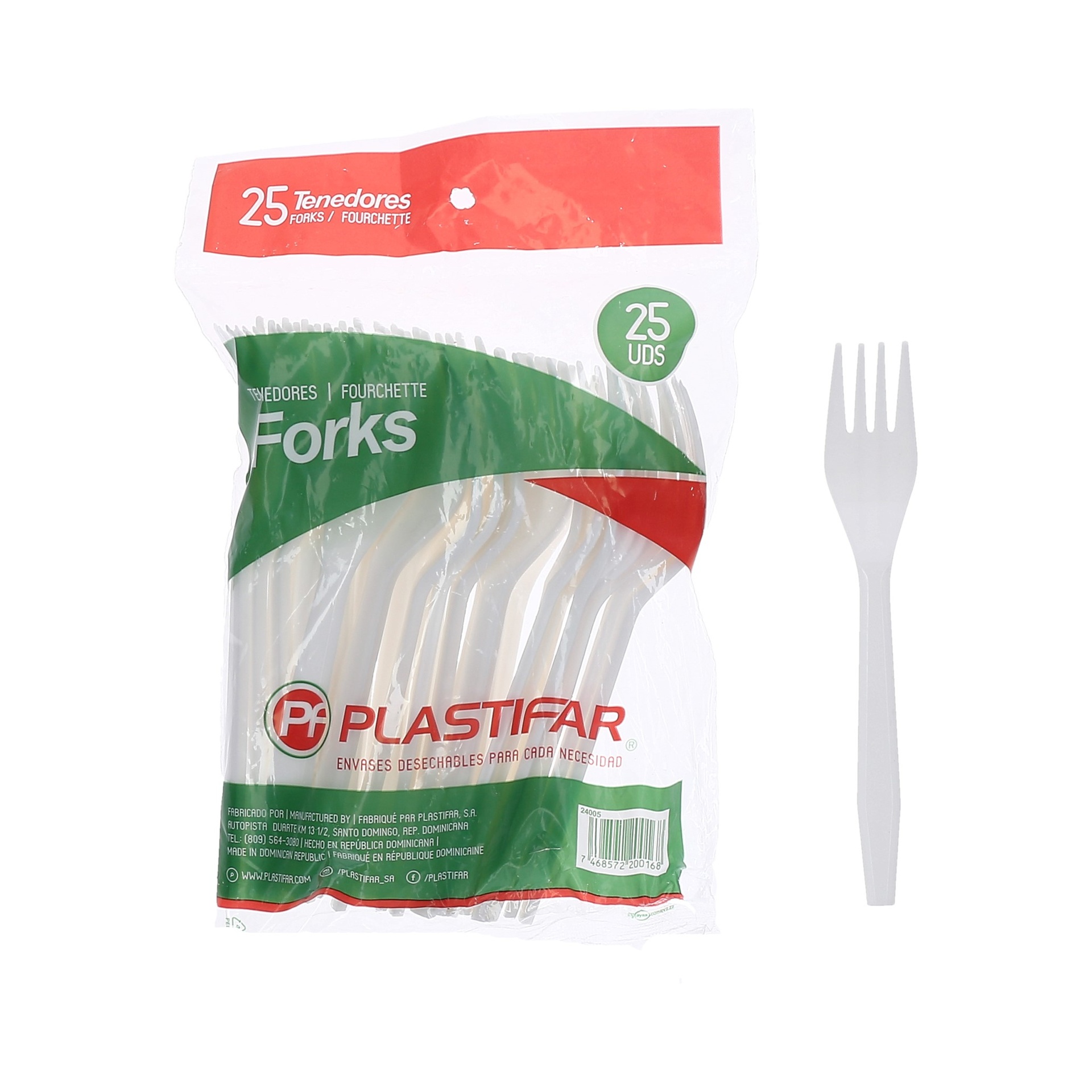 Tenedores Plásticos Blancos Rey Plast 25 uds